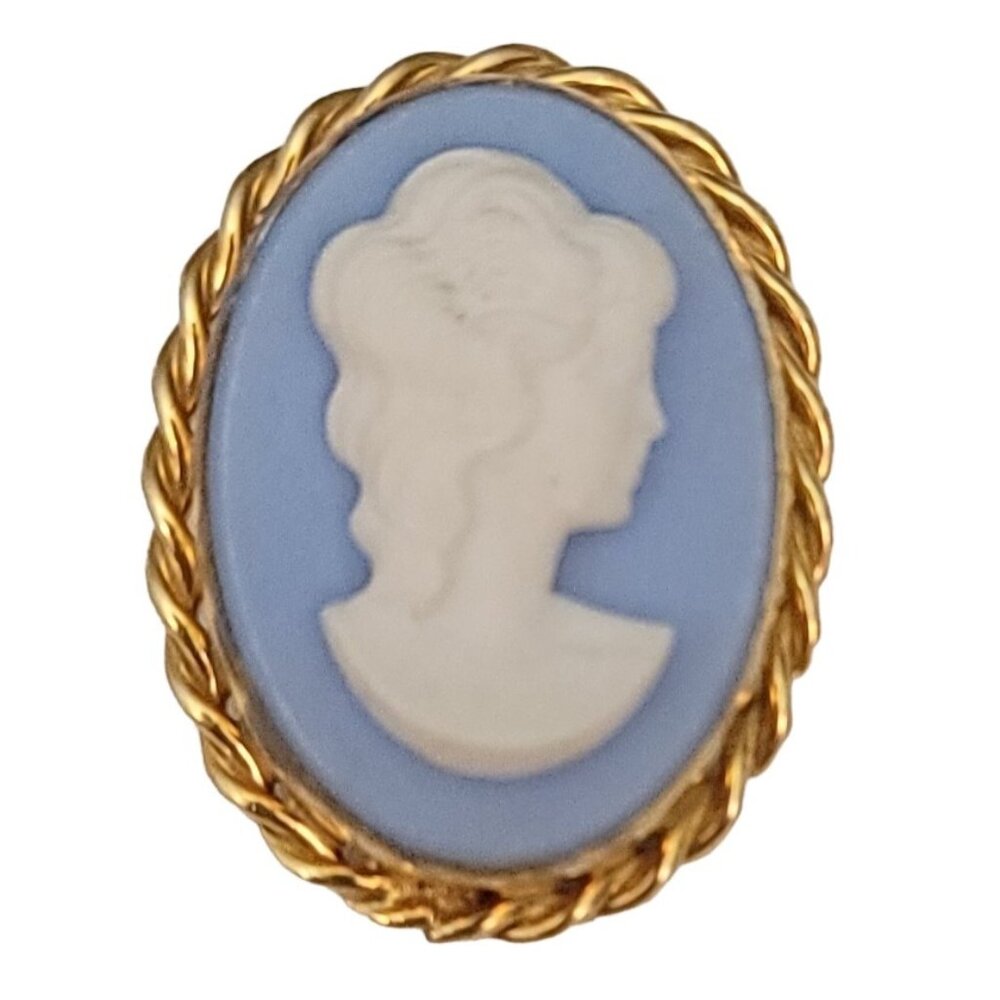 Carla 1-20 12k GF Blue Reaon Cameo Brooch Pendant, Signed